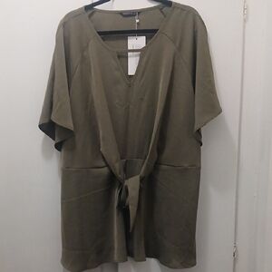 BloomChic Olive Women's Tunic with Tie Front